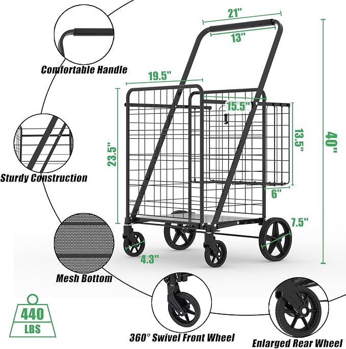 Heavy Duty Folding Shopping Cart - Image 6