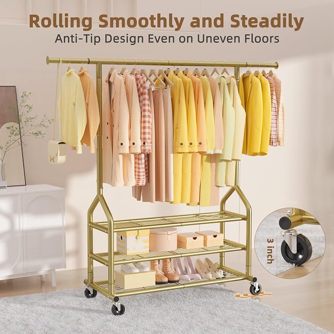 EAGMAK Heavy Duty Clothes Rack Load 688 LBS, Rolling Clothing Rack - Image 5