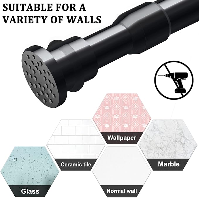 Small Tension Curtain Rods 16 to 28 Inches, Adjustable Expandable Short Shower - Image 3