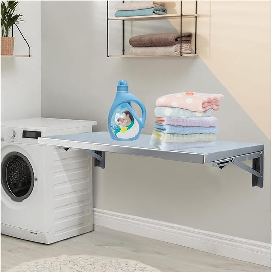 Wall Mounted Folding Table, 304 Stainless Steel Wall Folding Desk, Floating by CYGJSYEA