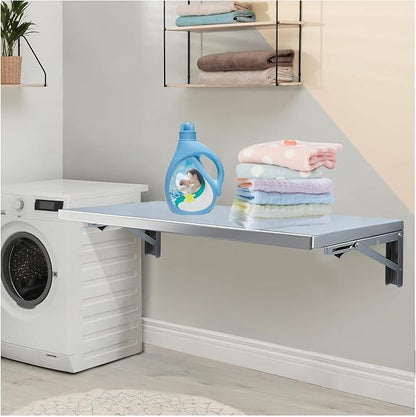 Wall Mounted Folding Table, 304 Stainless Steel Wall Folding Desk, Floating by CYGJSYEA