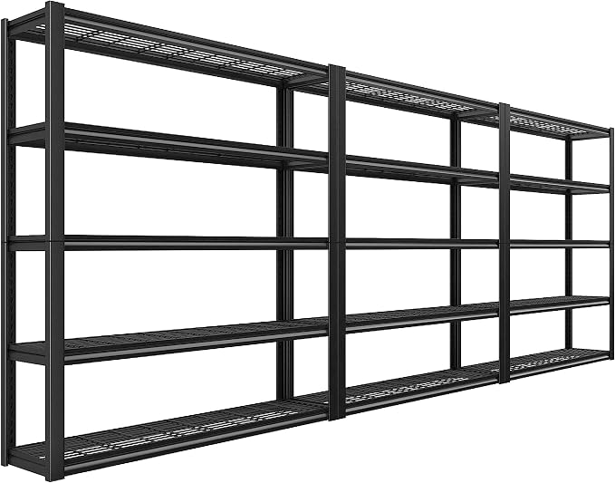 REIBII 48" W Garage Shelving Heavy Duty Load 2500LBS, 5 Tier Storage Shelves by REIBII