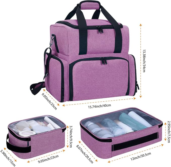 Large Makeup Cosmetic Bag with 3 Removable Case and 2 Removable Dividers Double - Image 2