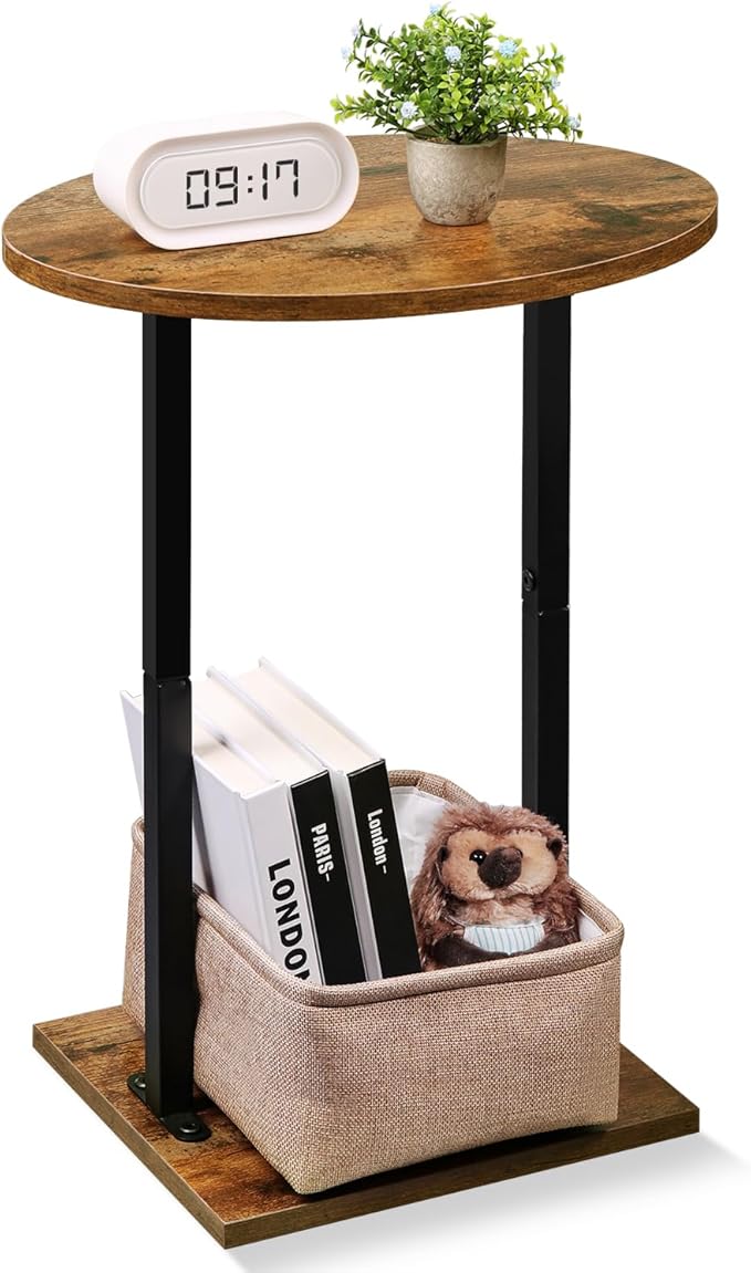Eufrozy Small Side Table for Small Spaces, 24 inch Wooden Round End Table by Eufrozy