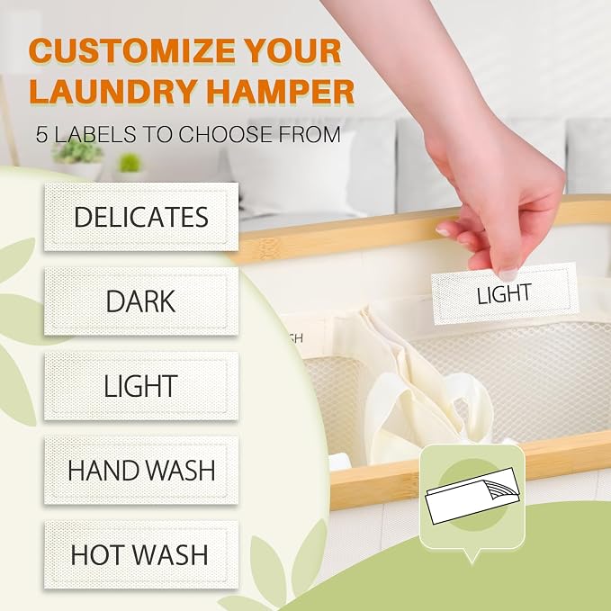 160L Laundry Hamper with Lid, 3 Section Laundry Basket with 3 Removable Bag | - Image 4