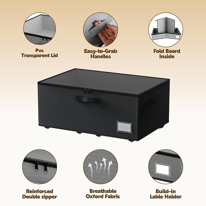 Under Bed Storage with Wheels, No Assemble Required 10 inches Height, Rolling - Image 5