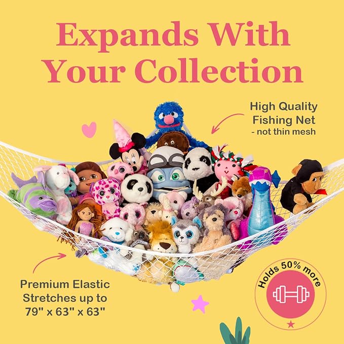 Stuffed Animal Hammock XL | Corner Stuffed Animal Storage & Plushie Net | Extra - Image 3