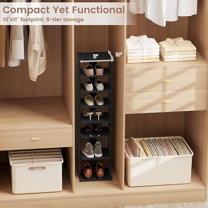 Tangkula 8-Tier Vertical Shoe Rack, Space-Saving Corner Shoe Organizer - Image 8