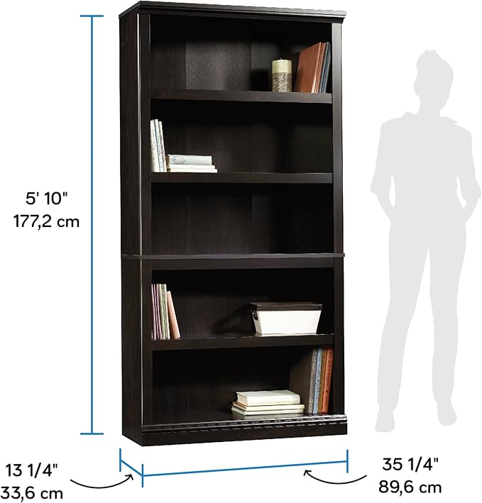 Sauder 5 Tier Book Shelf Wooden Bookcase Multipurpose Bookshelf - Image 3