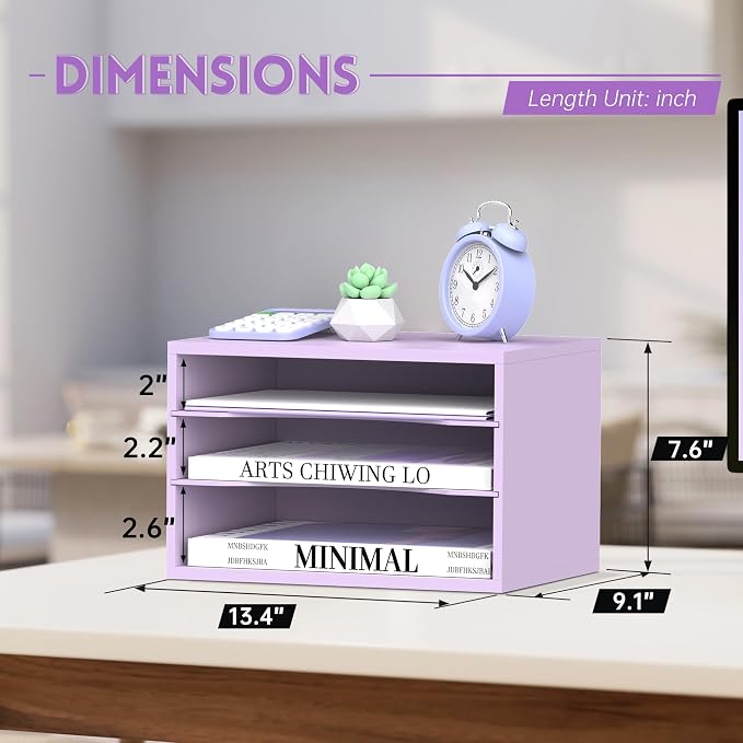 3 Tier Wood Desk Organizer, Paper Organizer - Image 3