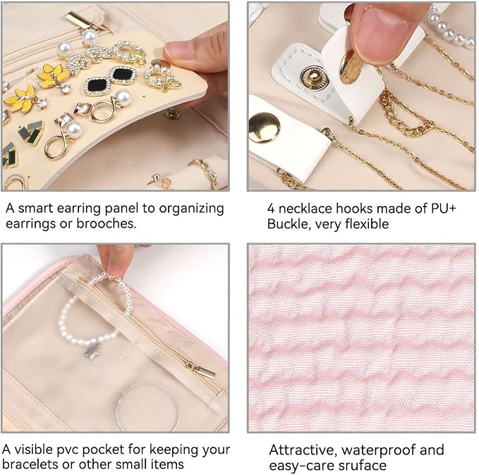 Voova Travel Jewelry Holder Organizer Case, Small Jewelry Storage Bag - Image 4