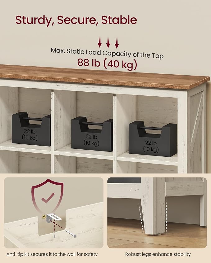 VASAGLE Liry Collection Farmhouse Bookcase, 9-Cube Storage Organizer - Image 5