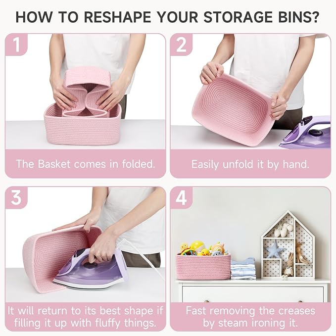 3-Pack Storage Baskets for Organizing | Woven Shelf Toy Basket | Rope Baskets - Image 8