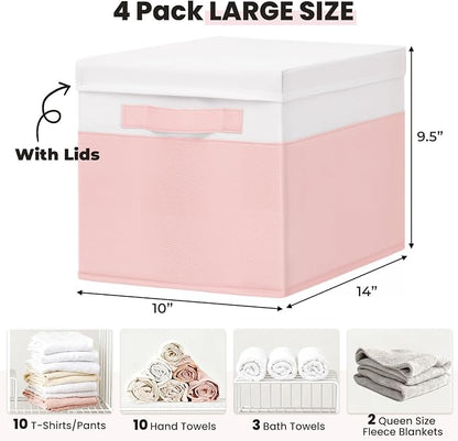 Large Closet Organizer Bins - 23 QT Collapsible Decorative Storage Boxes with - Image 4