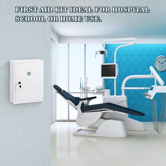 KYODOLED Wall Mount Locking Medicine Cabinet, Large Capacity First Aid Cabinet - Image 8