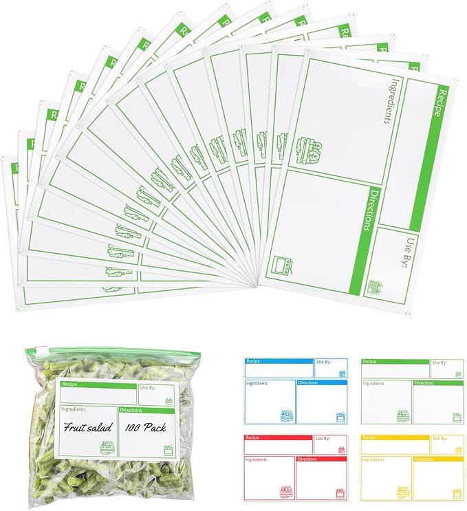 100pcs Labels for Freezer Bags Freezer Meal Labels by SHIQIKEJIPTY