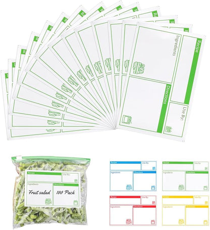 100pcs Labels for Freezer Bags Freezer Meal Labels by SHIQIKEJIPTY