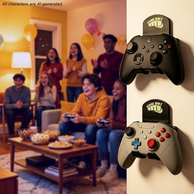 2 Packs Wall Holder Hook for Video Game Controllers, No Drill Black | Night - Image 3