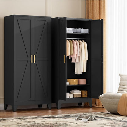 71" Tall Metal Wardrobe Closet - Image 5