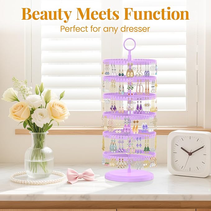 EsLuker.ly Earring Holder Organizer Rotating Stud Display Tree Rack, 6 Tier | - Image 7
