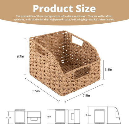 OIAHOMY Pantry Baskets for Organizing, Paper Rope Baskets - Image 3