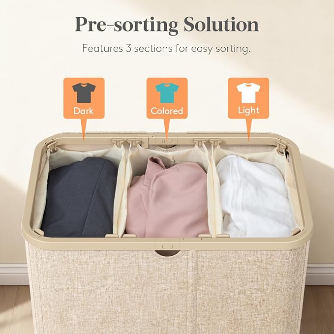 Lifewit 165L 3 Section Laundry Hamper - Image 3