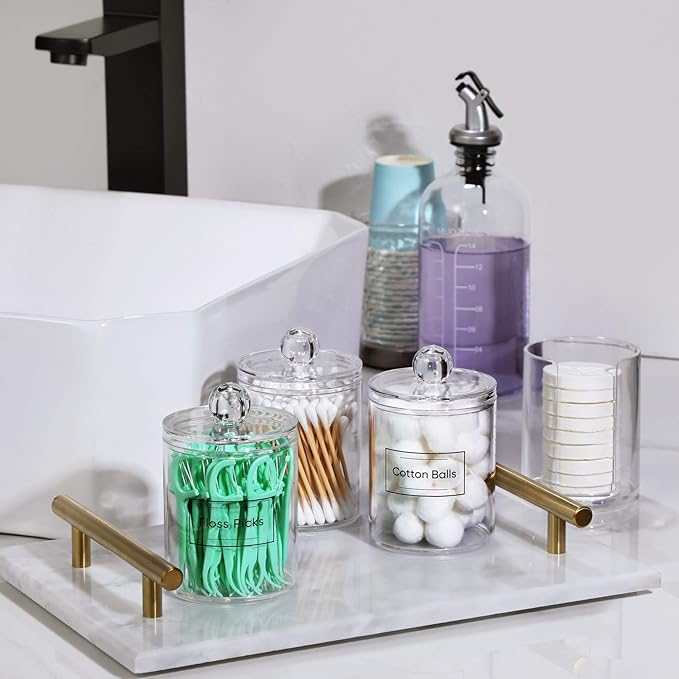 AOZITA 4 Pcs, Acrylic Qtip Holder Dispenser - Image 5