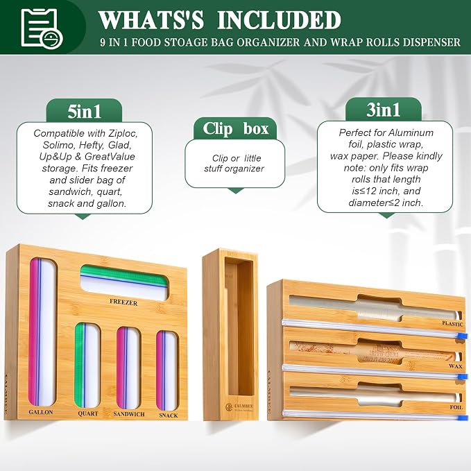 Calmbee 9 in 1 Bamboo Storage Bag Organizer - Image 3