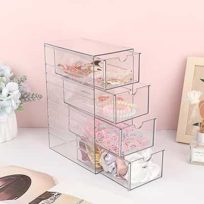Hipiwe Plastic Drawer Organizer Clear Hair Accessories Organizer Box - Image 6