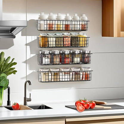 Spice Rack Organizer Wall Mount, 2 Pack Black Seasoning Rack Wire Storage - Image 5
