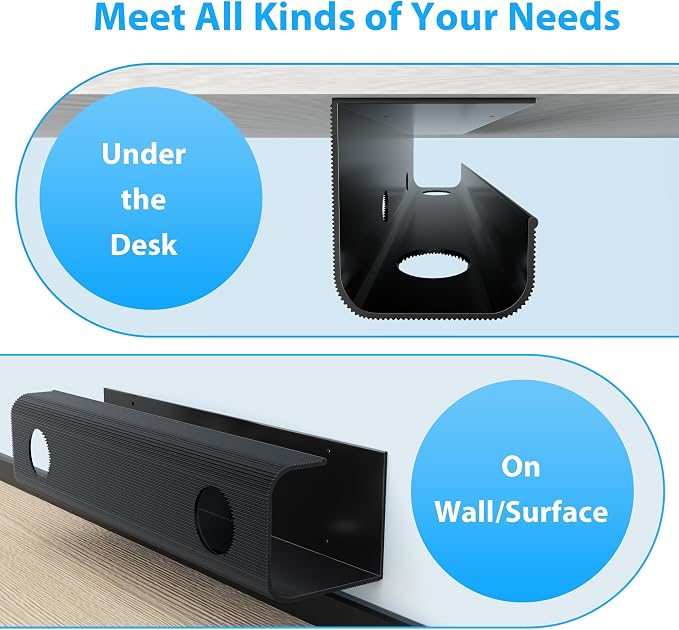 ZhiYo 2 Pack Large Capacity Cable Management Tray 31.5in, Thick PVC Under Desk - Image 5