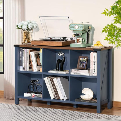 6 Cube Bookcase, Farmhouse Wood Low Storage Organizer Book Shelf, Hallway Book by Joaxswe