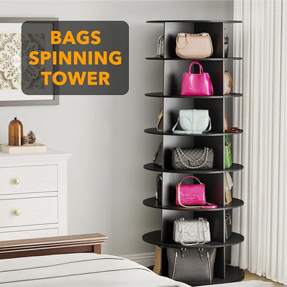 SpaceAid 7 Tier Rotating Shoe Rack Tower, Spinning Shoe Display Lazy Susan - Image 5