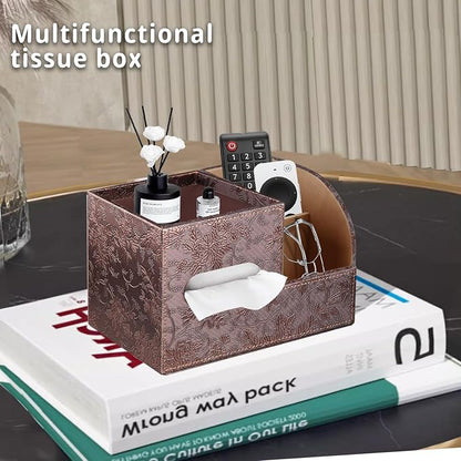 PU Leather Tissue Box Cover Square, Tissue Box Holder Organizer - Image 2