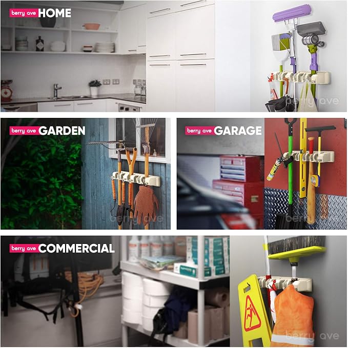 Broom Holder Wall Mount and Garden Tool Organizer, Closet Storage, Kitchen Rack - Image 3