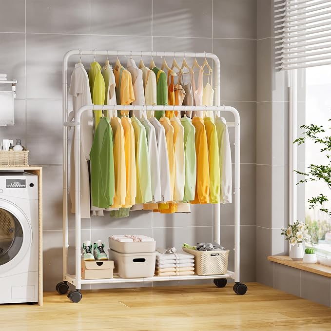 Simple Trending Clothing Clothes Rack Double Rods - Image 4