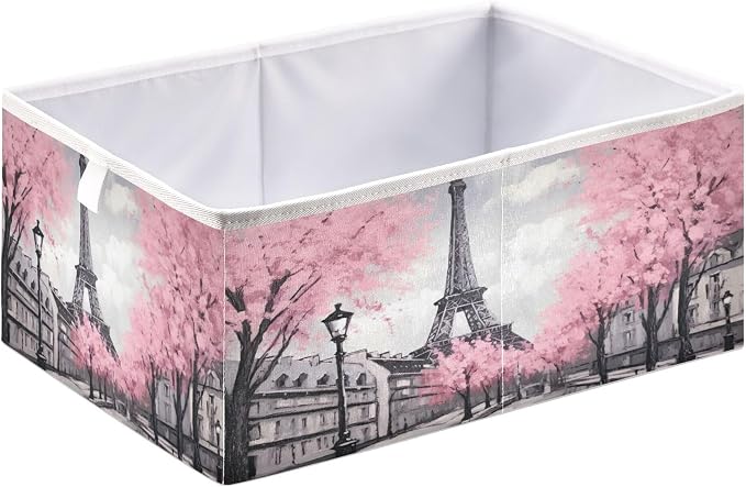 Paris Eiffel Tower Foldable Cube Storage Bin, Home Decor Organizer Storage - Image 2