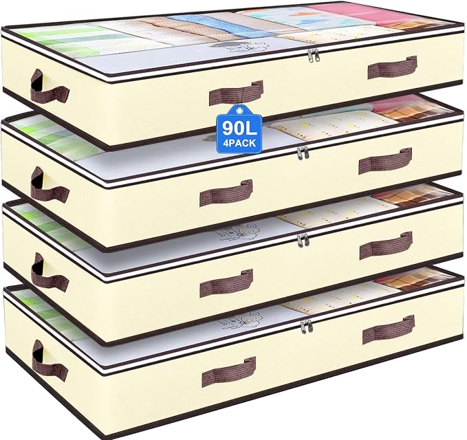 90L Under Bed Storage Containers, Closet Organizers and Storage Bins, Foldable by BuddingJoy-BuildaJoyfulLifeforYou