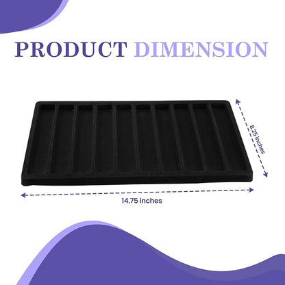 Novel Box 5 Pack 10-Slot Black Liner Jewelry Storage Tray Inserts 14.75x8.25x1 - Image 2