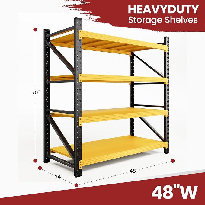 48" Wide Storage Shelves, 2000LBS Garage Shelving Heavy Duty, Standing Shelf - Image 3