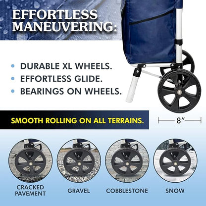 Ultra-Lightweight Blue Foldable Shopping Cart - Image 6