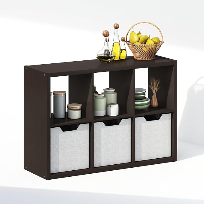 Furinno Cubic Extra Thick 6-Cube Closet Organizers and Storage, Dark Oak | 14.6 - Image 5