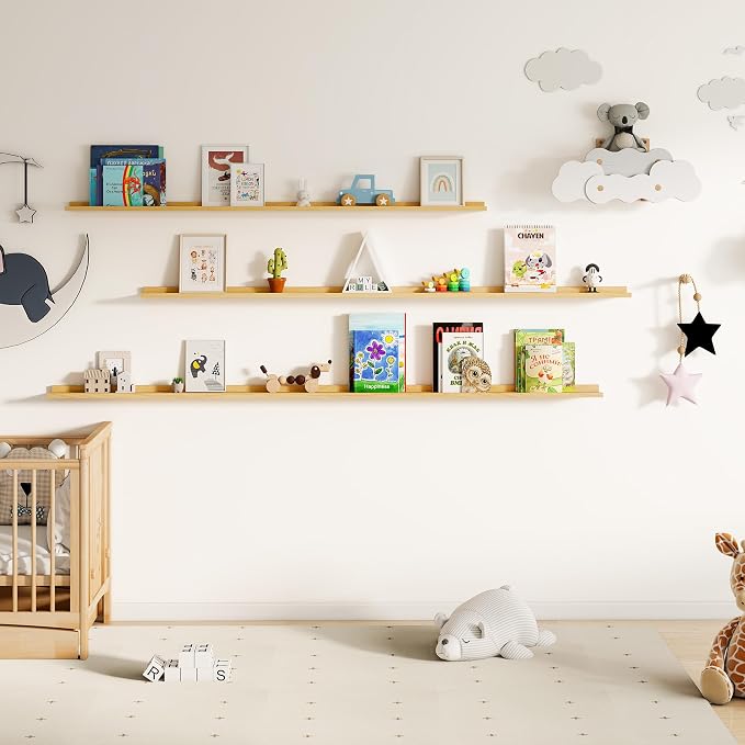 Floating Picture Ledge Shelves for Wall Set of 2, 95 Inches Picture Ledge Shelf - Image 7
