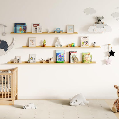 Floating Picture Ledge Shelves for Wall Set of 2, 84 Inches Picture Ledge Shelf - Image 7