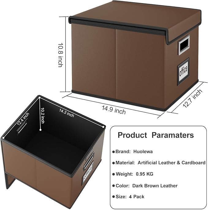 File Organizer Box with Lids, Collapsible File Folder Organizer | File Box with - Image 5