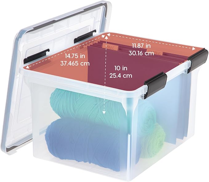 IRIS USA WeatherPro File Box Organizer, Letter/Legal, 32 Qt. 4-Pack, secure - Image 3