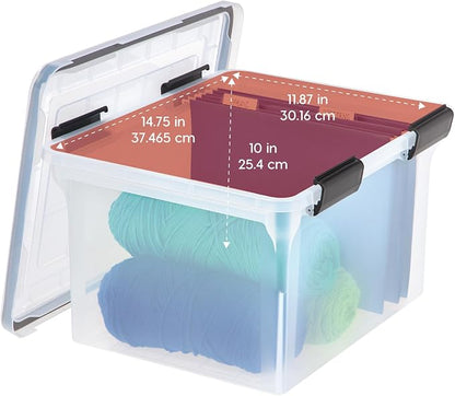 IRIS USA WeatherPro File Box Organizer, Letter/Legal, 32 Qt. 4-Pack, secure - Image 3