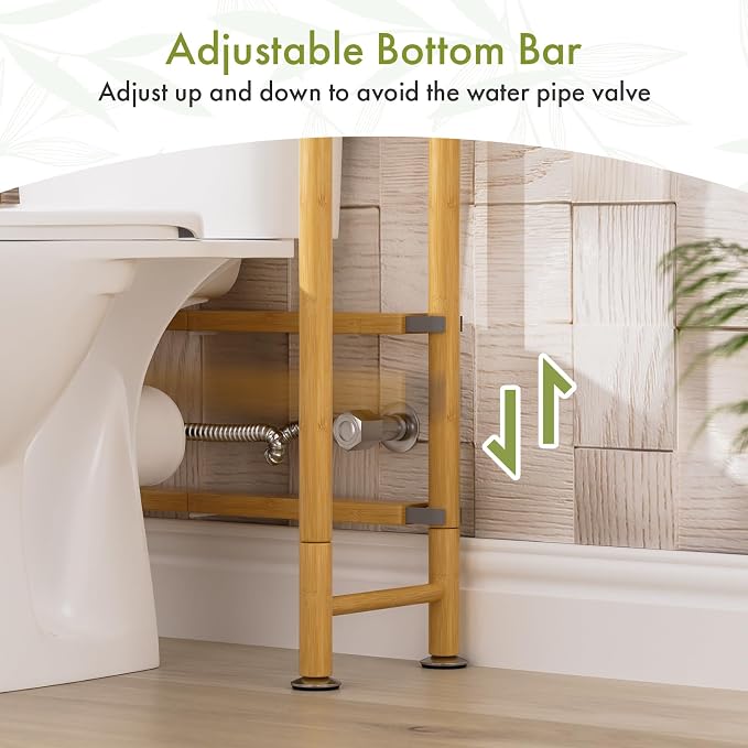 AmazerBath Bamboo Over The Toilet Storage Shelf, 3-Tier Bathroom Storage - Image 7
