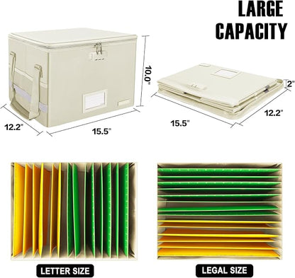 ENGPOW File Box with Lock, Fireproof Document Box with Zipper Lid, Collapsible - Image 4
