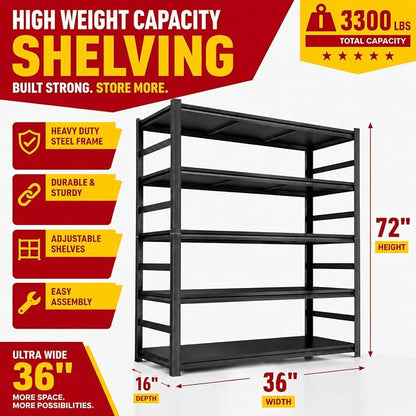 Garage Shelving, 3300 LBS Storage Shelves - Image 2